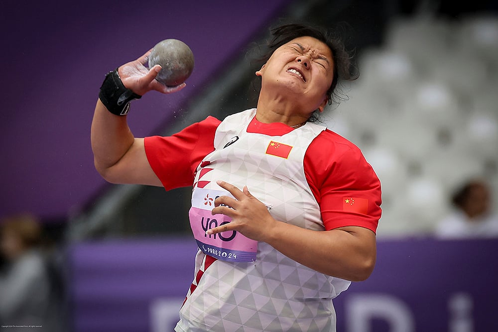 | Photo: AP/Thomas Padilla : Paris Paralympics 2024 Shot Put: China's Xiaoyan Wen competing at the women's Shot Put F64 final